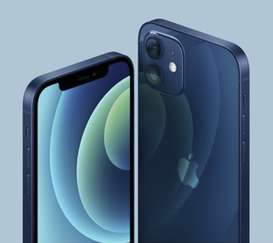 Close-up of iPhone 12 front and back.